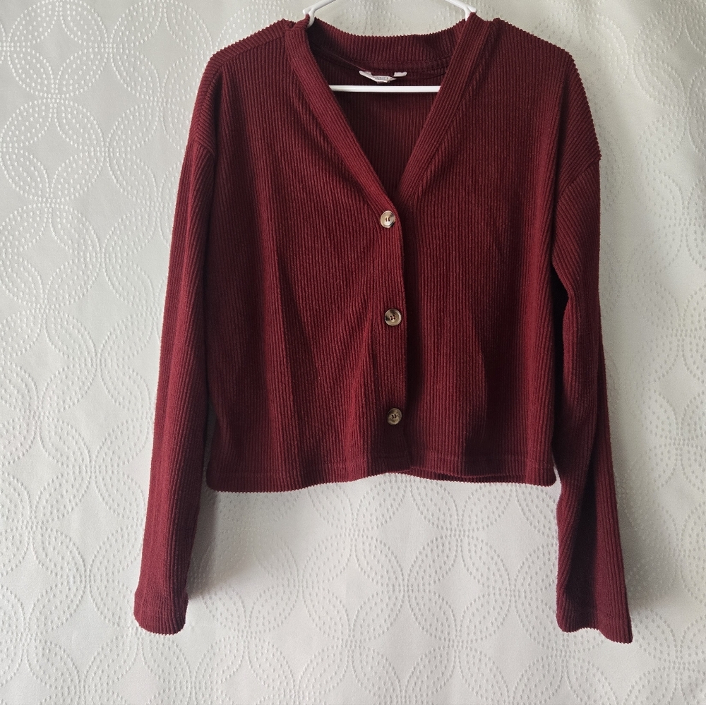 Women's Red Cardigan Sweater